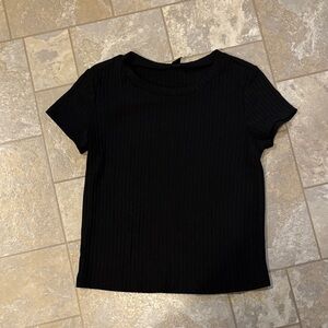 SHEIN Black Ribbed Kids Tee